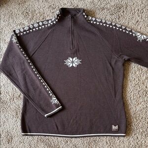 Dale of Norway Geilo Nordic Brown Merino Wool Half Zip Sweater